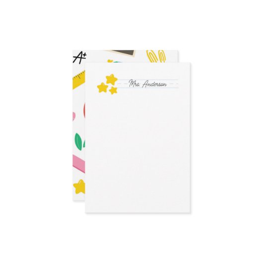 Lehrer Mitteilungskarten Stationery Niedliche Gold (Vorderseite/Rückseite Beispiel)