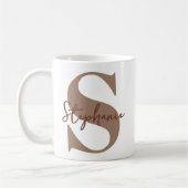 Lehrer | Moderne braune Monogramm-Initiale Abschlu Kaffeetasse (Links)