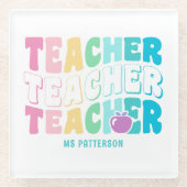 Lehrer Moderne Regenbogenfarben Personalisierter N Glasuntersetzer (Vorderseite)