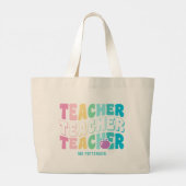 Lehrer Moderne Regenbogenfarben Personalisierter N Jumbo Stoffbeutel (Rückseite)