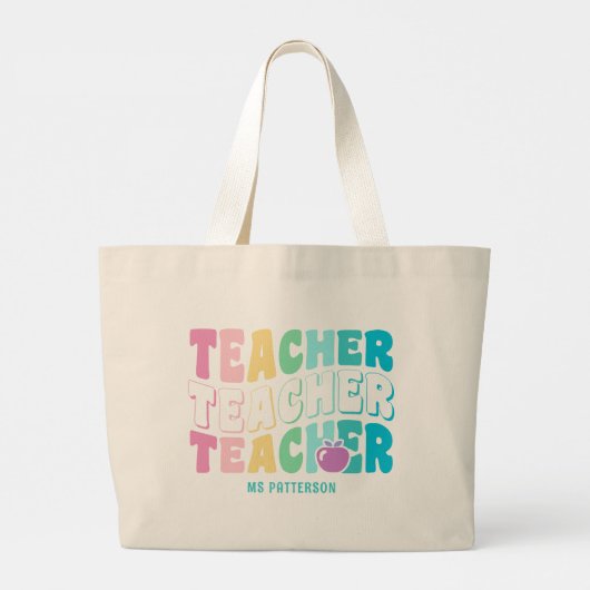Lehrer Moderne Regenbogenfarben Personalisierter N Jumbo Stoffbeutel (Rückseite)