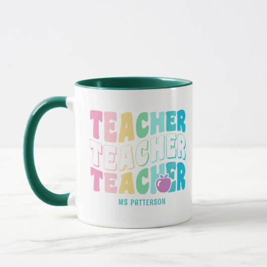 Lehrer Moderne Regenbogenfarben Personalisierter N Tasse (Links)