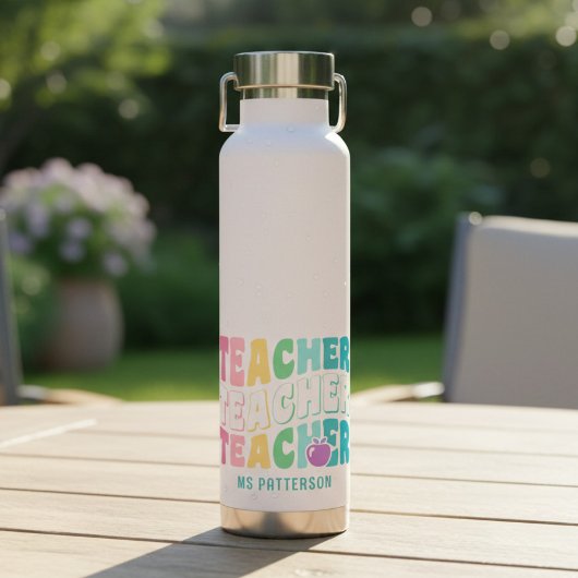 Lehrer Moderne Regenbogenfarben Personalisierter N Trinkflasche