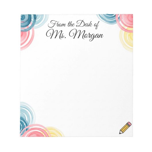 Lehrer Modernes Design Editor Notizblock (Vorderseite)