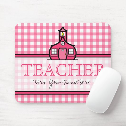 Lehrer Mousepad - rosa Gingham (Mit Mouse)