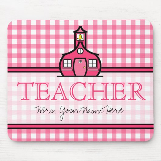 Lehrer Mousepad - rosa Gingham (Vorne)