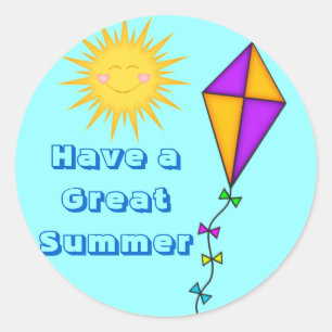 Lehrer-/Mutter-Sticker Sommer Sonne und Drachen Runder Aufkleber