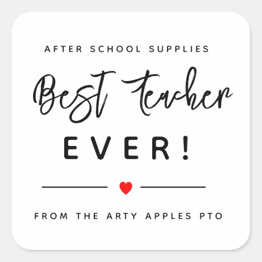 Lehrer nach der Schule versorgt den besten Lehrer Quadratischer Aufkleber (Vorderseite)