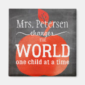 Lehrer Name Chalkboard Red Apple und Zitat Magnet (Vorne)