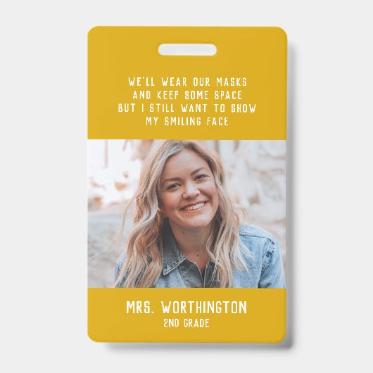 Lehrer niedlicher gelber Foto Ausweis (Vorderseite)