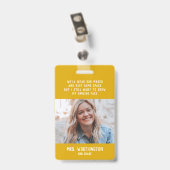 Lehrer niedlicher gelber Foto Ausweis (Rückseite mit Clip)