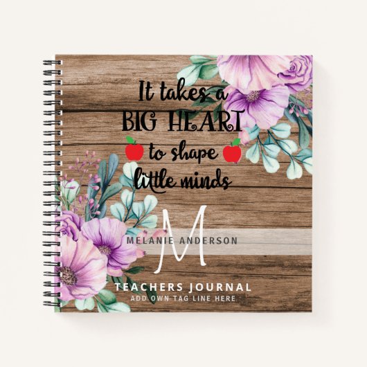 Lehrer nimmt ein großes Herz, um kleine Gedanken z Notizblock (Vorderseite)