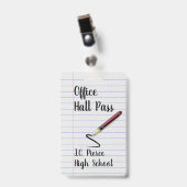 Lehrer Notebook Paper School Hall Pass Abzeichen Ausweis (Vorderseite mit Clip)