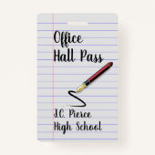 Lehrer Notebook Paper School Hall Pass Abzeichen Ausweis (Rückseite)