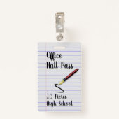 Lehrer Notebook Paper School Hall Pass Abzeichen Ausweis (Rückseite mit Klammer)