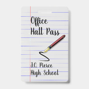 Lehrer Notizbuch Papier Schulhalle Pass Abzeichen Ausweis
