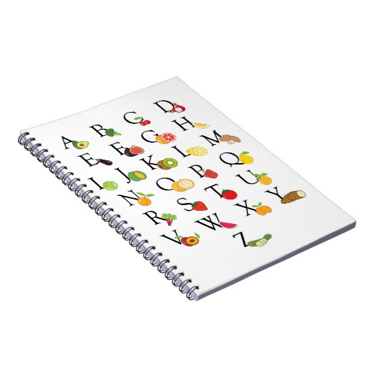 Lehrer Obst und Gemüse ABC Alphabet A-Z Notizblock (Rechte Seite)