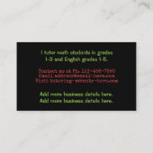 Lehrer oder Privatlehrer, die Apple unterrichten k Visitenkarte (Rückseite)