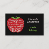 Lehrer oder Privatlehrer, die Apple unterrichten k Visitenkarte (Vorderseite)