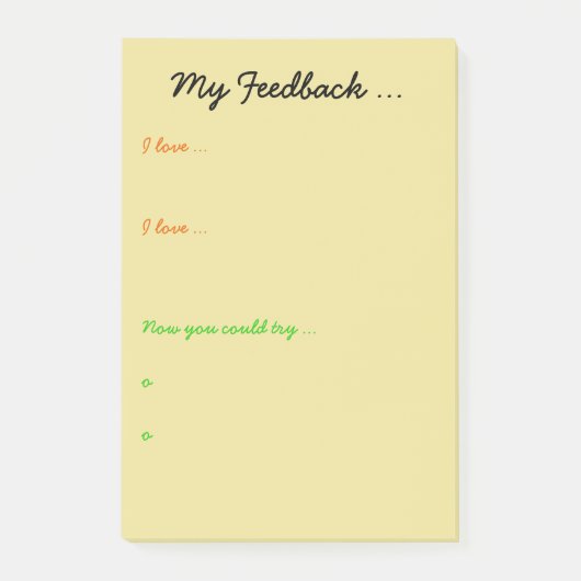 Lehrer- oder Studentenfeedback Post-it Klebezettel (Vorderseite)