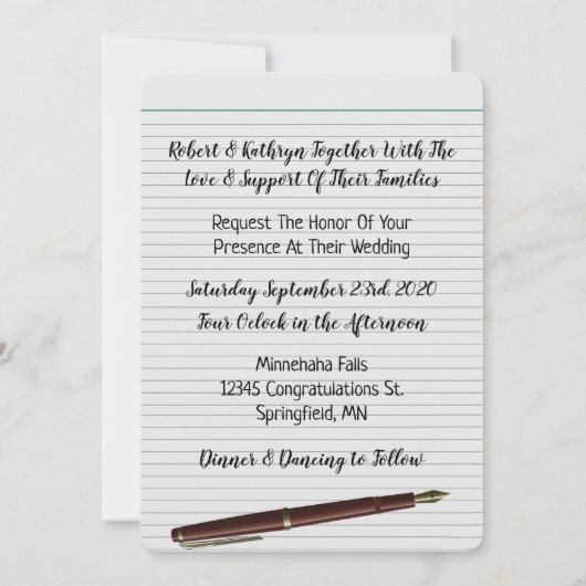 Lehrer oder Uni Schüler bei Hochzeiten Einladung (Rückseite)