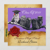 LEHRER OWL ABSCHLUSS PARCHMENT WAX SIEGEL MONOGRAM EINLADUNG (Vorne/Hinten)