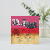 LEHRER OWL ABSCHLUSS PARCHMENT WAX SIEGEL MONOGRAM EINLADUNG (Stehend Vorderseite)