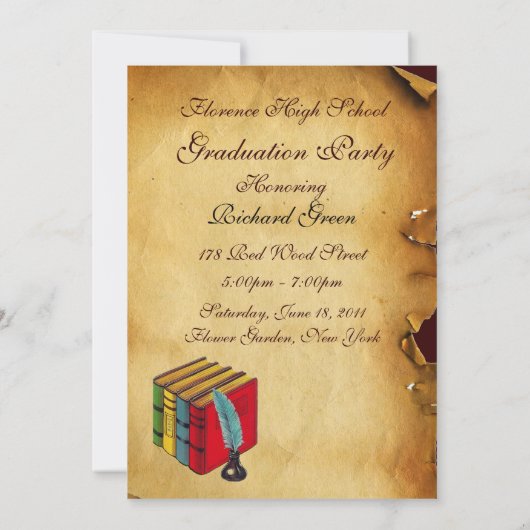 LEHRER OWL ABSCHLUSS PARCHMENT WAX SIEGEL MONOGRAM EINLADUNG (Rückseite)