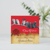 LEHRER OWL ABSCHLUSS PARCHMENT WAX SIEGEL MONOGRAM EINLADUNG (Stehend Vorderseite)