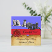 LEHRER OWL ABSCHLUSS PARCHMENT WAX SIEGEL MONOGRAM EINLADUNG (Stehend Vorderseite)