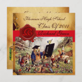 LEHRER OWL ABSCHLUSS PARCHMENT WAX SIEGEL MONOGRAM EINLADUNG (Vorne/Hinten)