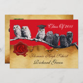 LEHRER OWL ABSCHLUSS PARCHMENT WAX SIEGEL MONOGRAM EINLADUNG (Vorne/Hinten)