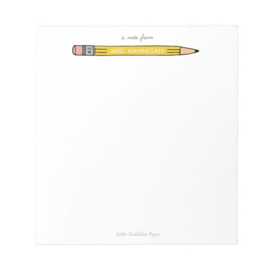 Lehrer Personalisiert Notepad mit Nr. 2 Stift Notizblock (Vorderseite)