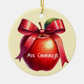 Lehrer Personalisiert Weihnachtsgeschenk Red Apple Keramik Ornament (Vorne)
