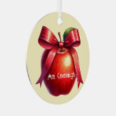 Lehrer Personalisiert Weihnachtsgeschenk Red Apple Ornament Aus Metall (Vorderseite Rechts)