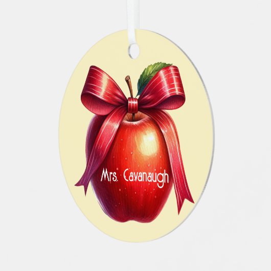 Lehrer Personalisiert Weihnachtsgeschenk Red Apple Ornament Aus Metall (Vorderseite links)