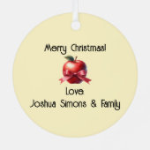 Lehrer Personalisiert Weihnachtsgeschenk Red Apple Ornament Aus Metall (Rückseite)