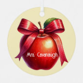 Lehrer Personalisiert Weihnachtsgeschenk Red Apple Ornament Aus Metall (Vorderseite)