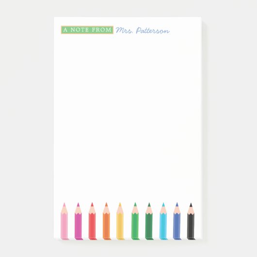 Lehrer Personalisierte Farbstift-Post IT-Notizen Post-it Klebezettel (Vorderseite)