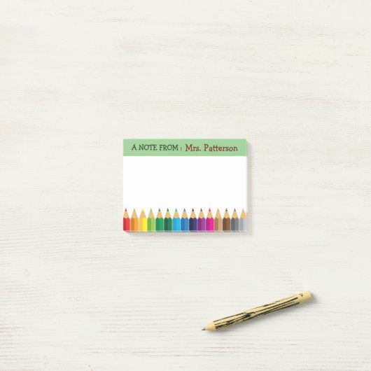 Lehrer Personalisierte Farbstift-Post IT-Notizen Post-it Klebezettel (Auf Schreibtisch)
