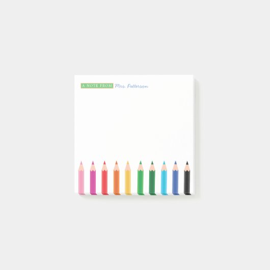 Lehrer Personalisierte Farbstift-Post IT-Notizen Post-it Klebezettel (Vorderseite)