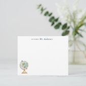 Lehrer Personalisierte Mitteilungskarten mit Globe (Stehend Vorderseite)