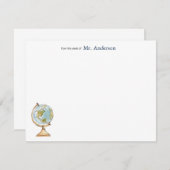 Lehrer Personalisierte Mitteilungskarten mit Globe (Vorne/Hinten)