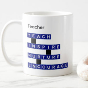 Lehrer Personalisierte Namenswerte Blaue Kachel Kaffeetasse