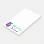 Lehrer-personalisierte niedliche lila Eule vom Post-it Klebezettel (angewinkelt)