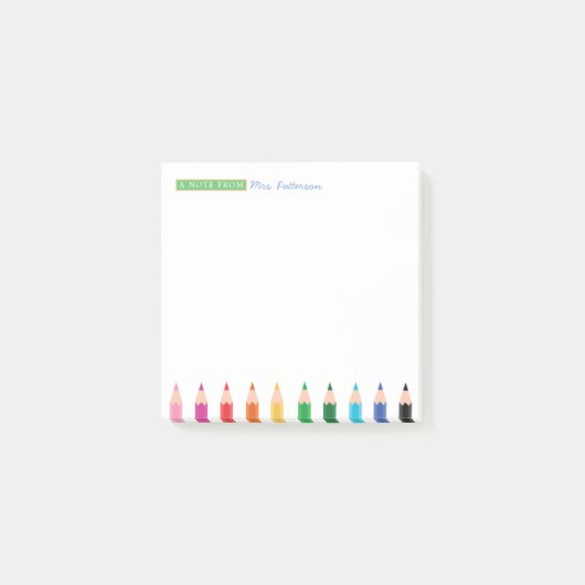 Lehrer Personalisierter Farbstift Post-it Klebezettel (Vorderseite)