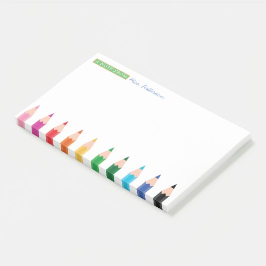 Lehrer Personalisierter Farbstift Post-it Klebezettel (angewinkelt)