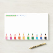 Lehrer Personalisierter Farbstift Post-it Klebezettel (Auf Schreibtisch)