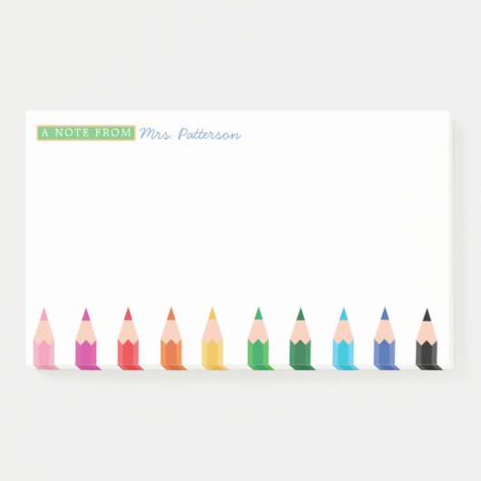 Lehrer Personalisierter Farbstift Post-it Klebezettel (Vorderseite)
