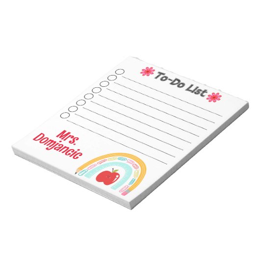 Lehrer Personalisierter Regenbogenstift mit Apfel Notizblock (Rotiert)